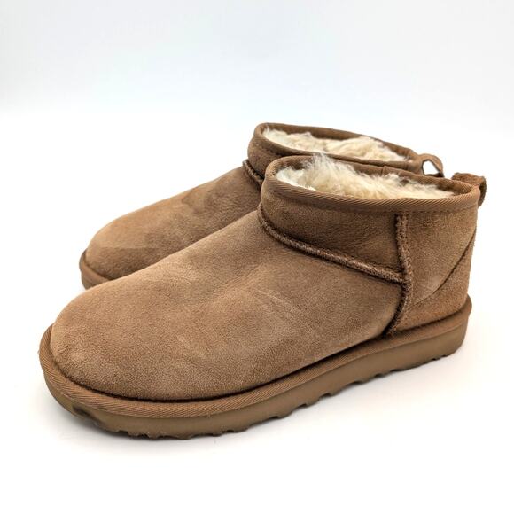 UGG Classic Ultra Mini Sheepskin Winter Boots Women's Chestnut Size US7 EU38 - Picture 1 of 13